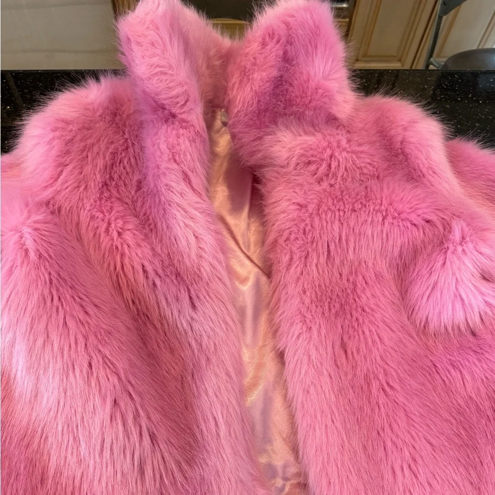 Glamorous Pink Faux Fur Jacket size M - Picture 7 of 12
